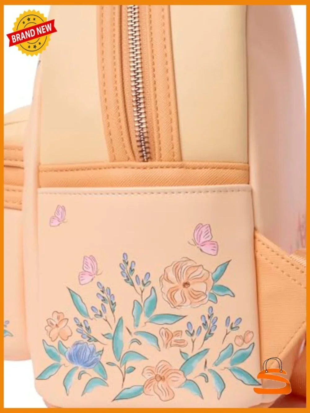 Mini Backpack Faux Leather Floral Print Double Strap Adjustable